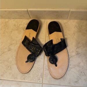 Jack Rogers Black and Tan Leather Sandals